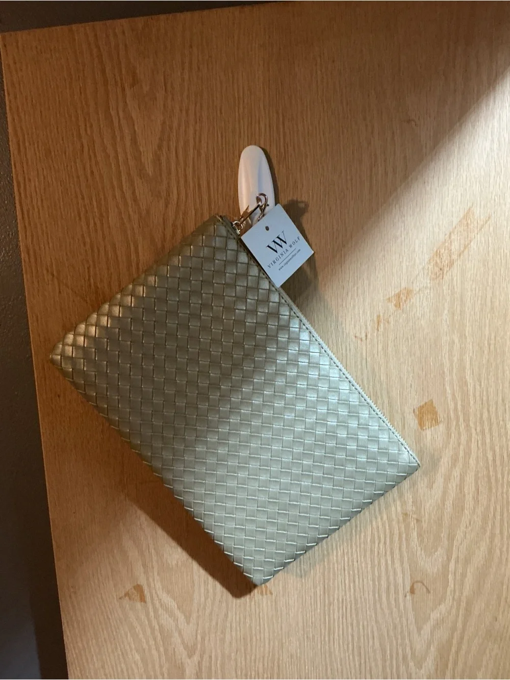 Virginia Wolf Metallic Gold Woven Clutch